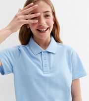 New Look Girls Pale Blue Collared Short Sleeve School Polo Shirt